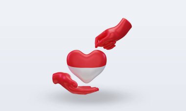 3D Bağış Günü Endonezya bayrağını ön plana çıkarıyor