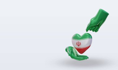 3D Bağış Günü İran bayrağı doğru görünüm veriyor