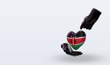 3D Bağış Günü Kenya bayrağı sağa bakıyor