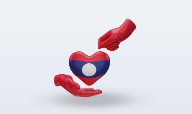 3D Bağış Günü Laos bayrağı ön görünüm