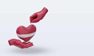 3D Hayır Günü Letonya bayrağı sol görüşü yansıtıyor