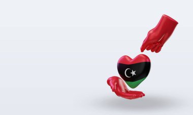 3D Bağış Günü Libya bayrağı sağa bakıyor