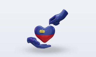 3d charity day Liechtenstein flag rendering front view