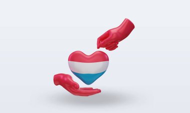 3D Bağış Günü Lüksemburg bayrağı ön planda