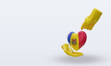 3d yardım günü Moldova bayrağı doğru görünüm veriyor