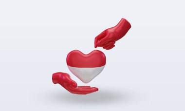 3D Bağış Günü Monako bayrağı ön görünüm
