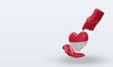 3D Bağış Günü Monako bayrağı doğru görünüm veriyor