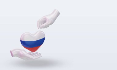 3d charity day Russian  flag rendering left view