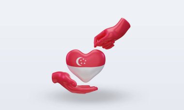 3D HAYIR GÜNÜ Singapur bayrağı ön görünüm