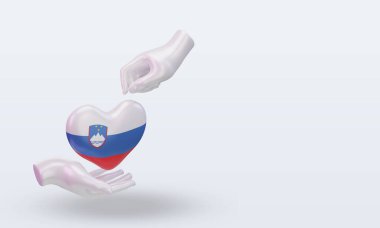 3d charity day Slovenia flag rendering left view