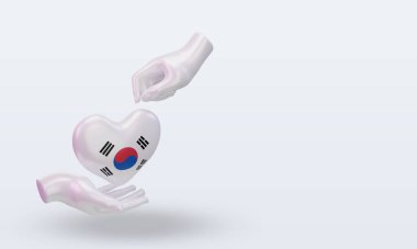 3D Bağış Günü Güney Kore bayrağı sola bakıyor