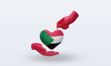 3D Bağış Günü Sudan bayrağı ön görünüm kazandırıyor