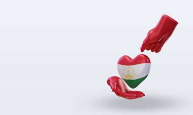 3D Hayırseverlik Günü Tacikistan bayrağı doğru görünüm veriyor