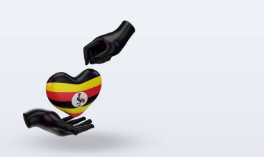 3D Bağış Günü Uganda bayrağı sola bakıyor