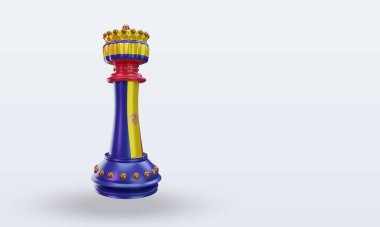 3D satranç kralı Andorra bayrağı sol görüşü yansıtıyor