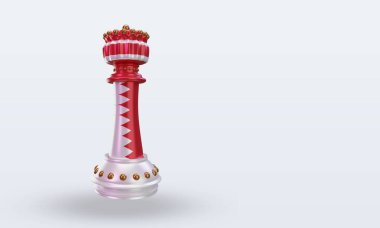 3d Satranç Kralı Bahreyn bayrağı sol görüşü yansıtıyor