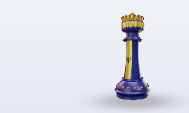 3d kral satranç Barbados bayrağı sağ görünüm oluşturma