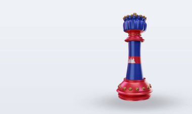 3D satranç kralı Kamboçya bayrağı sağ görüşü yansıtıyor