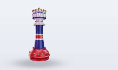 3d Satranç Kralı Kosta Rika bayrağı sola bakıyor