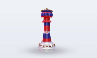 3d king chess Croatia flag rendering front view