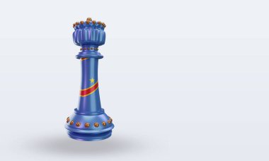 3D satranç kralı Demokratik Kongo bayrağı sol görüşü yansıtıyor