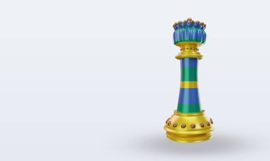 3D satranç kralı Gabon bayrağı sağ görünüm çiziyor