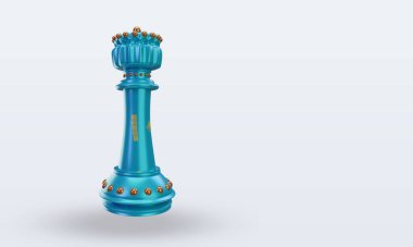 3D Satranç Kralı Kazakistan bayrağı sol görüşü yansıtıyor