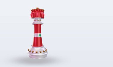 3d satranç kralı Lübnan bayrağı sol görüşü yansıtıyor