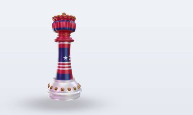 3d satranç kralı Liberya bayrağı sol görüşü yansıtıyor