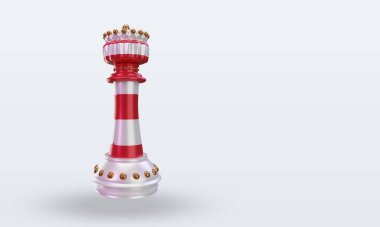 3d satranç kralı Monako bayrağı sol görüşü yansıtıyor