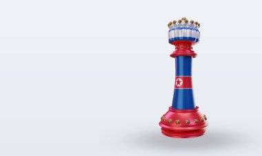 3D Satranç Kralı Kuzey Kore bayrağı sağa bakıyor