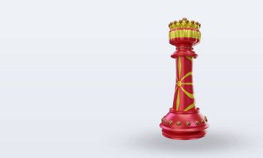 3D satranç kralı Kuzey Makedonya bayrağı sağa bakıyor