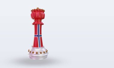 3d satranç kralı Norveç bayrağı sol görüşü yansıtıyor