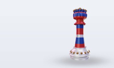 3d satranç kralı Paraguay bayrağı sağ görüşü yansıtıyor