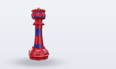 3d satranç kralı Samoa bayrağı sol görünümü yansıtıyor
