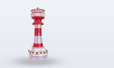 3d kral satranç Singapur bayrağı sol görüşü yansıtıyor