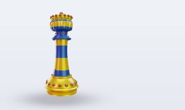 3d satranç kralı Ukrayna bayrağı sol görüşü yansıtıyor