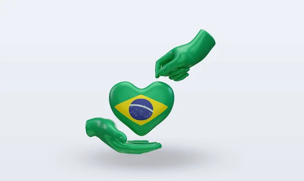 Charity Day Brazil Flag Rendering Front View — Stock Photo, Image