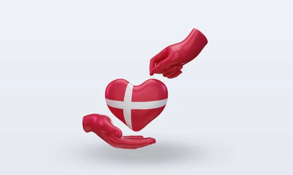 3d charity day Denmark flag rendering front view