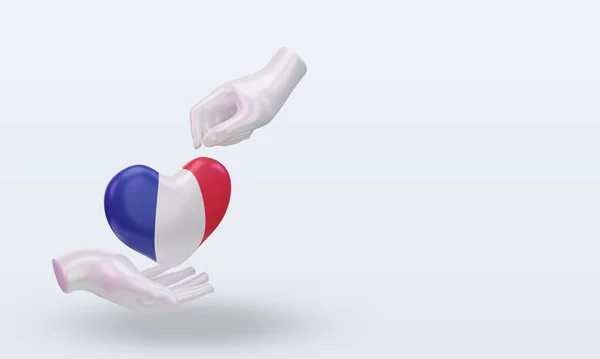 Charity Day France Flag Rendering Left View — Stockfoto