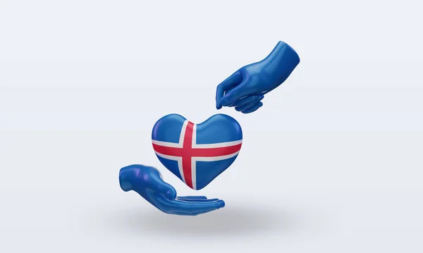 Charity Day Iceland Flag Rendering Front View — стокове фото