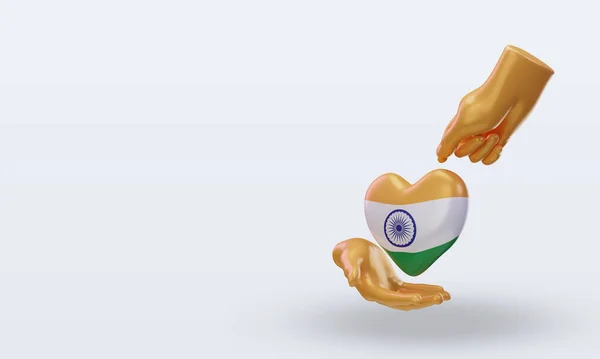 Charity Day India Flag Rendering Right View — Stockfoto
