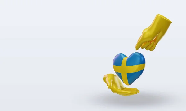 Charity Day Sweden Flag Rendering Right View — Foto de Stock