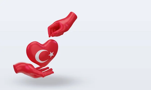 Charity Day Turkey Flag Rendering Left View — Stockfoto
