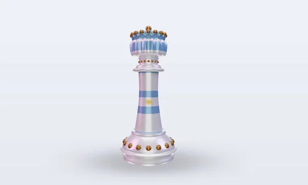 King Chess Argentina Flag Render Front View — стокове фото