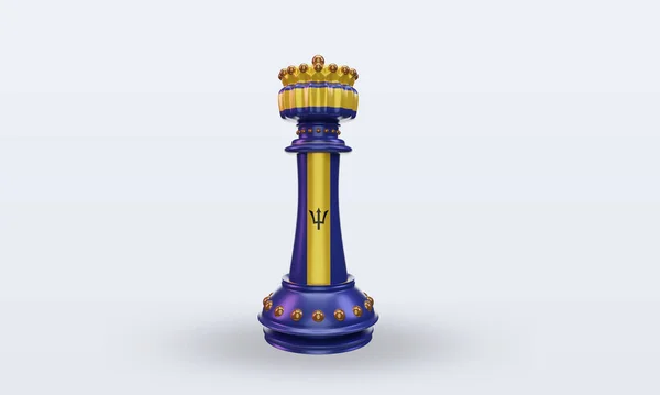 King Chess Barbados Flag Rendering Front View — Stok fotoğraf