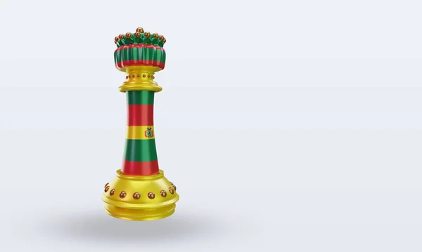 King Chess Bolivia Flag Rendering Left View — стокове фото