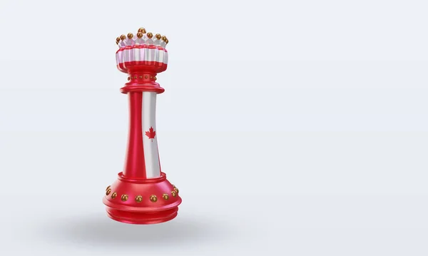 King Chess Canada Flag Rendering Left View — Stok fotoğraf