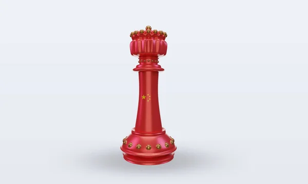 King Chess China Flag Rendering Front View — Stockfoto