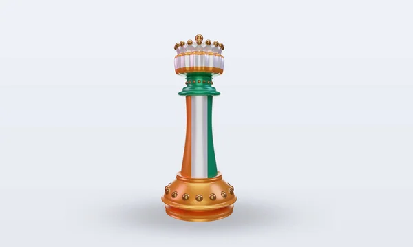 King Chess Cote Divoire Flag Rendering Front View — Stockfoto
